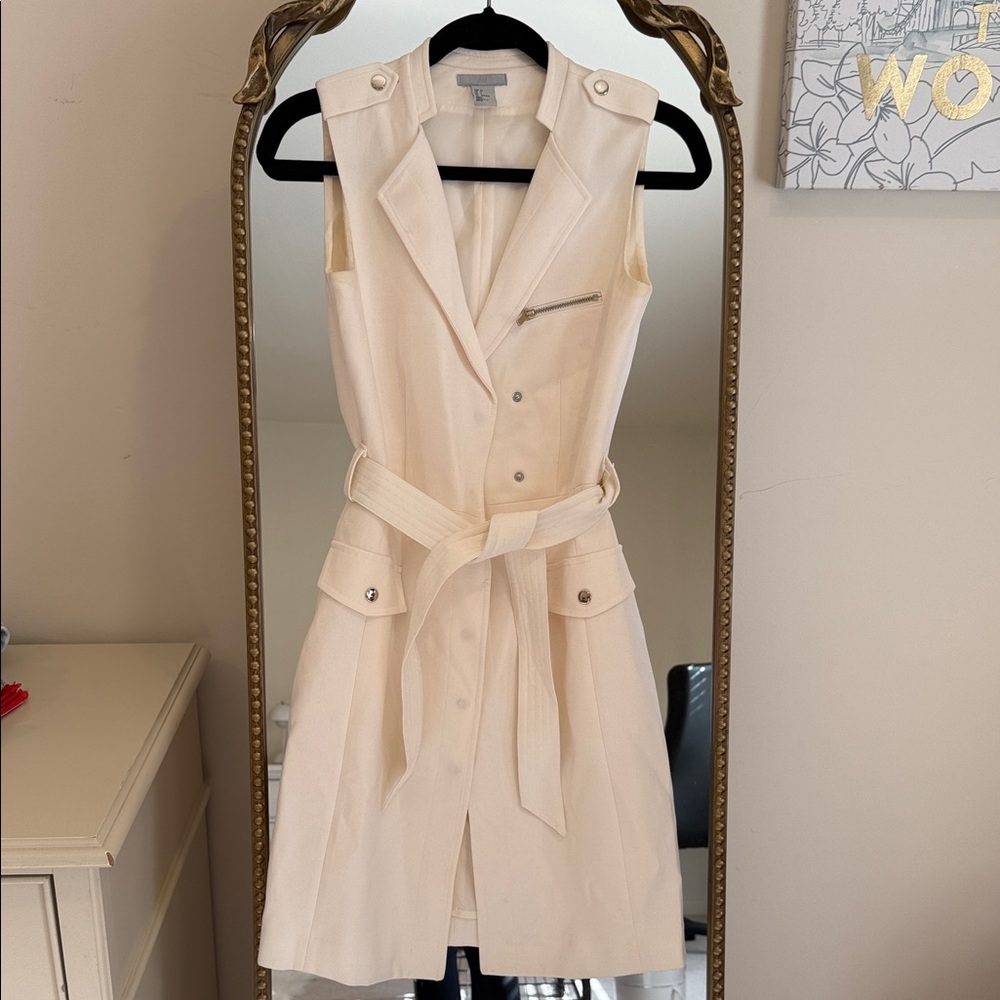 H&M Cream Sleeveless Trench Mini Dress